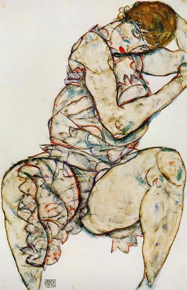 Egon Schiele Seated Woman with Her Left Hand in Her Hair